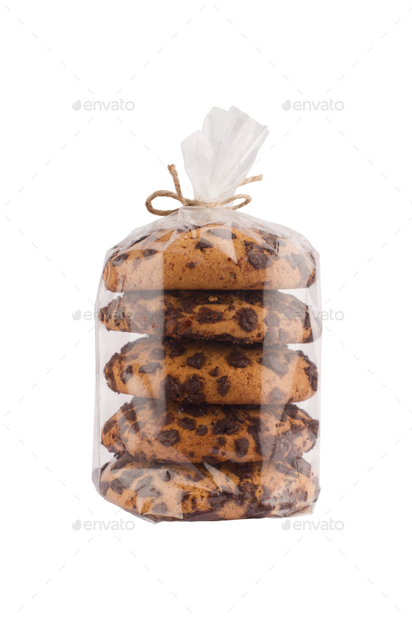 brown chocolate cookies in transparent packaging