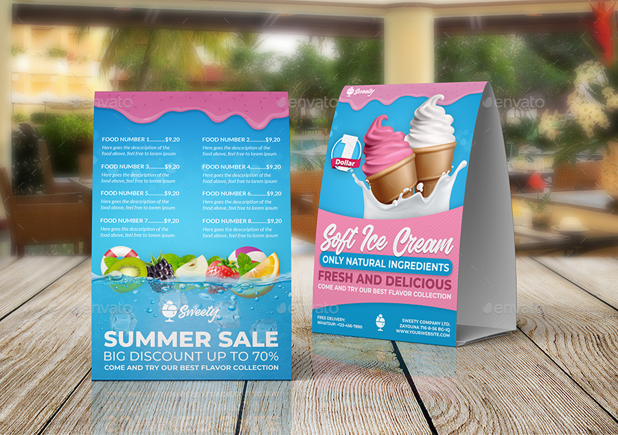 Ice Cream Table Tent Template Vol.6, Print Templates | GraphicRiver