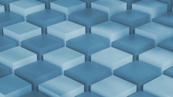 Isometric Blue Cubes Pattern Moving Diagonally. Seamlessly Loopable Animation