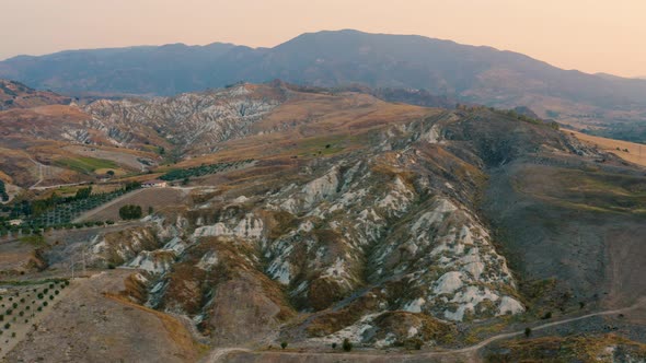 Aerial of the touristic city called Roccella Jonica in Calabria coast, View of its castle of Carafa alt