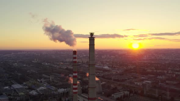 Pipes Pollute the Atmosphere of the Industry with Smoke Pollution Near the City alt