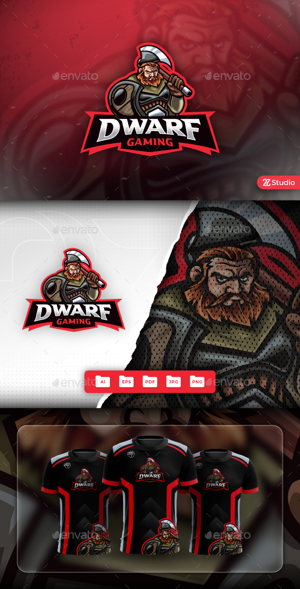 Dwarf warrior mascot logo design