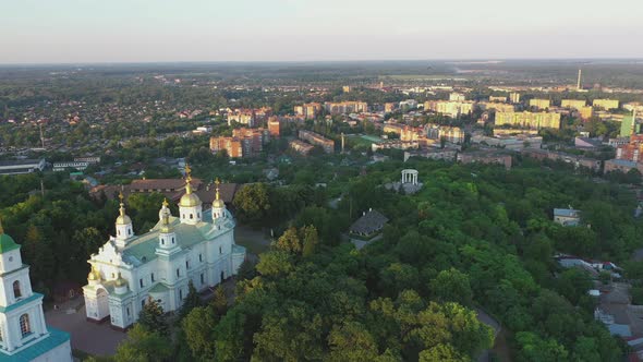 Poltava City Beautiful Panorama in the Evening