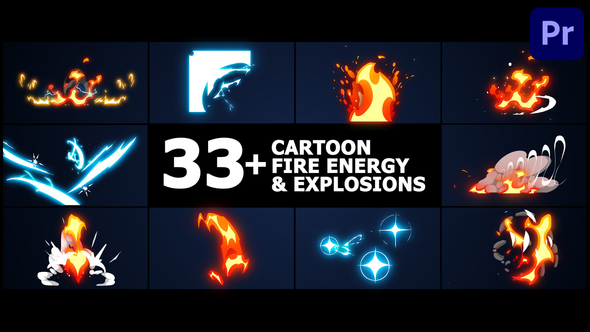 Cartoon Fire Energy And Explosions | Premiere Pro MOGRT