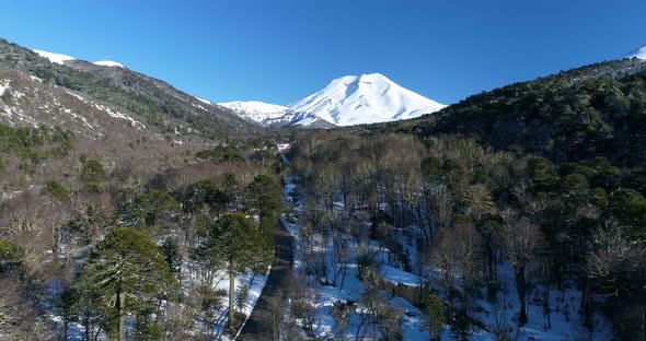 Chile Andes Blue Skies Titling Background Lonquimay Volcano Snowy Peak alt