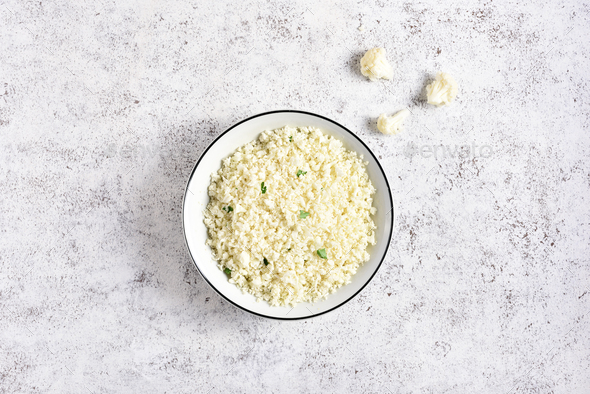 Cauliflower rice in a bowl - Stock Photo - Images