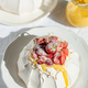 Pavlova Dessert with Strawberry, Whipped Cream and Lemon Curd. - PhotoDune Item for Sale