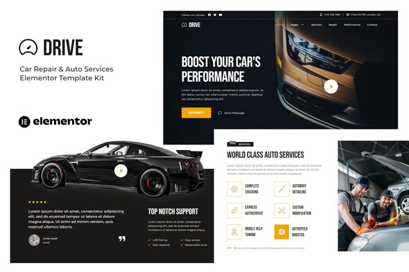 Drive - Car Repair & Auto Service Elementor Template Kit