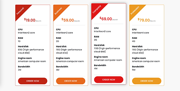 3 different styles of pricing tables