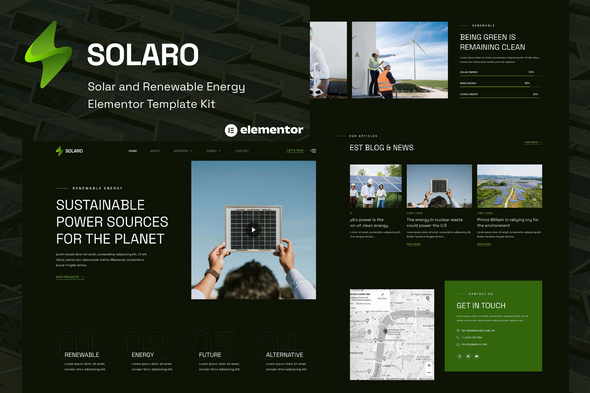 Solaro - Solar & Renewable Energy Elementor Template Kit