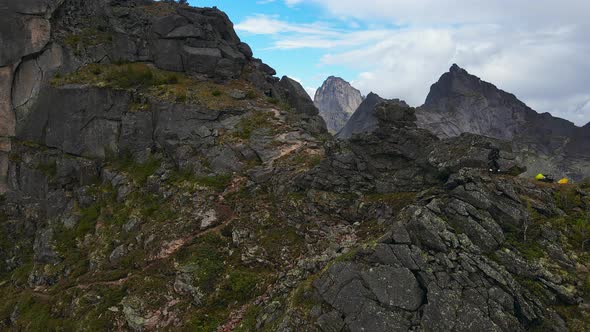 A Drone View of the Mountains of the Ergaki Natural Park Krasnoyarsk Territory alt
