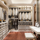 minimal scandinavian wood walk in closet with white wardrobe - PhotoDune Item for Sale