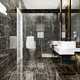 modern black bathroom with luxury tile decor and sink - PhotoDune Item for Sale