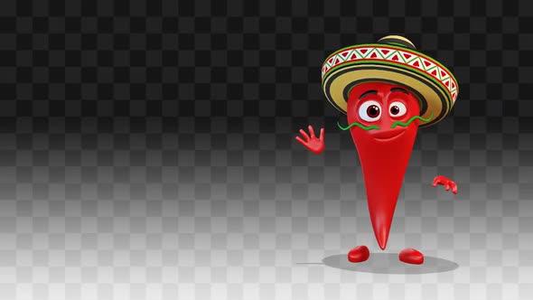 Chili Pepper Comes Out From The Right Side Of The Screen And Greeting alt