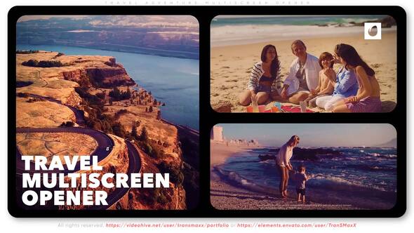 Travel Adventure Multiscreen Opener Video Displays template preview