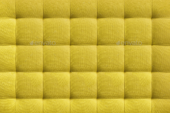 Yellow suede leather background, classic checkered pattern for furniture, wall, headboard - Stock Photo - Images