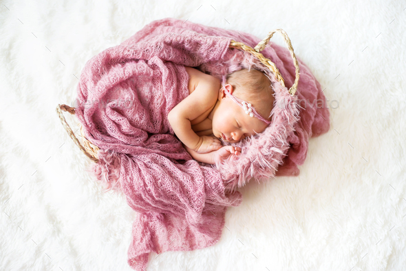 Newborn baby beautiful baby girl. Selective focus. - Stock Photo - Images