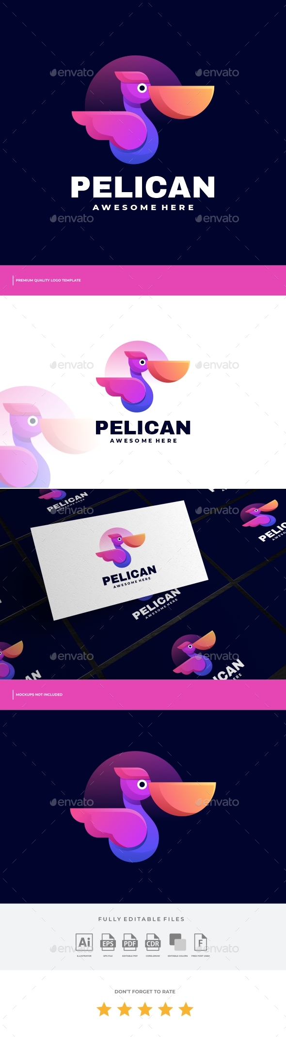 Pelican Gradient Colorful Logo Template