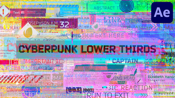 Cyberpunk Lower Thirds Elements template preview