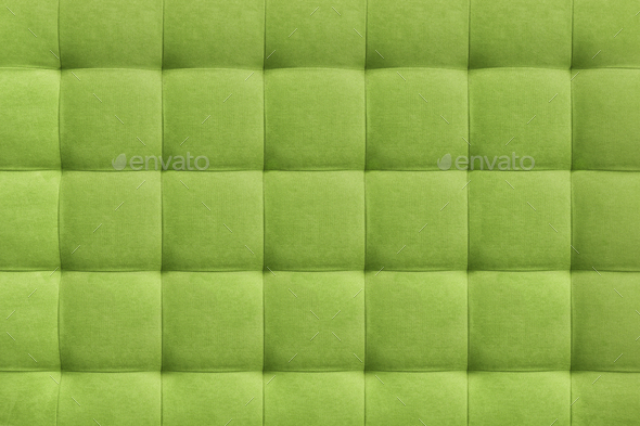 Green suede leather background, classic checkered pattern for furniture, wall, headboard - Stock Photo - Images