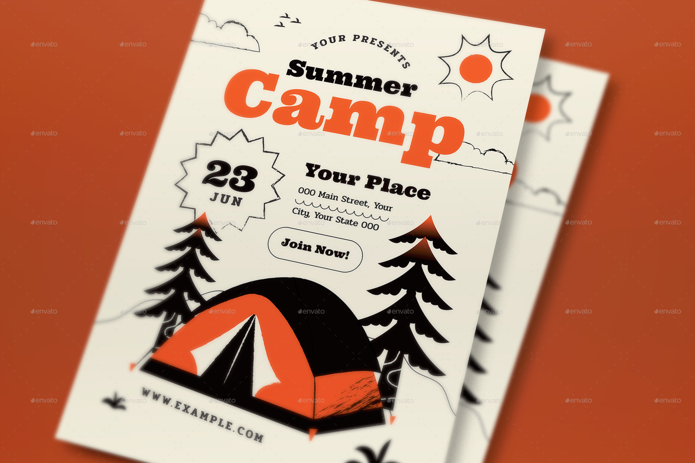 Summer Camp Flyer Set, Print Templates 