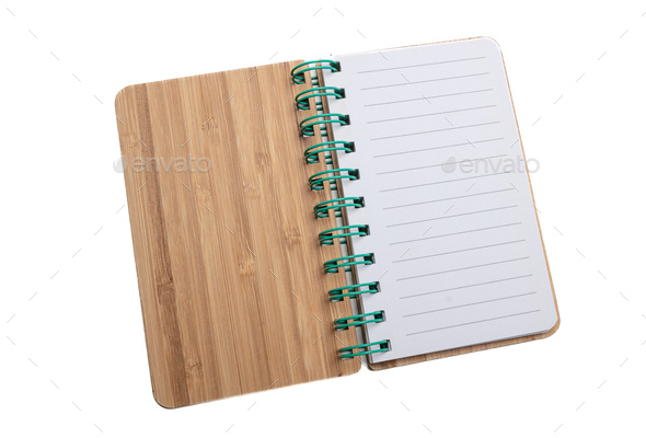 An open blank notebook with spiral isolated on white Stock Photo by rawf8