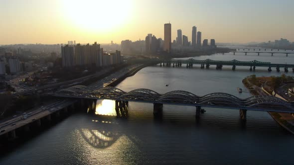 Yeouido Building Olympic Road Traffic Han River Bridge