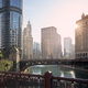 Bridges over Chicago River amidst skyscrapers - PhotoDune Item for Sale