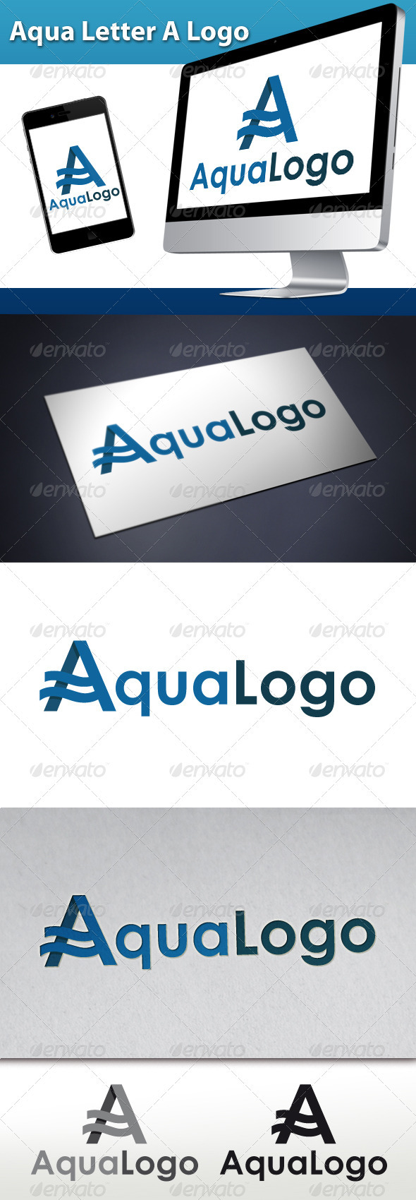 Aqua Letter A Logo - Letters Logo Templates
