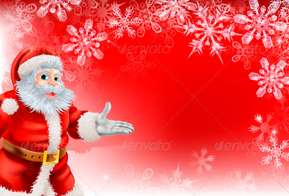Red Santa Christmas Snowflake background by Krisdog | GraphicRiver