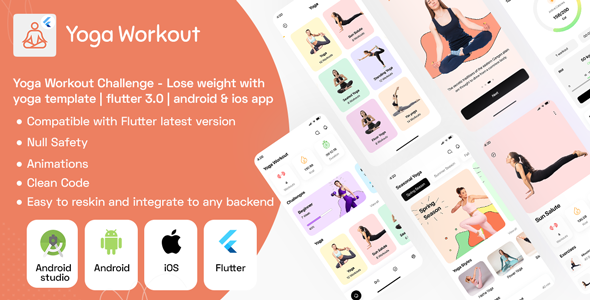 Yoga Workout Challenge - Lose weight with yoga template | Flutter | Android + ios app template