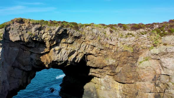 Aerial View of the Great Pollet Sea Arch Fanad Peninsula County Donegal Ireland alt