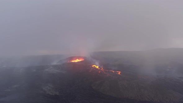 Aerial View Of The Plume Of Volcanic Smoke Coming From The Volcanic Eruption. alt