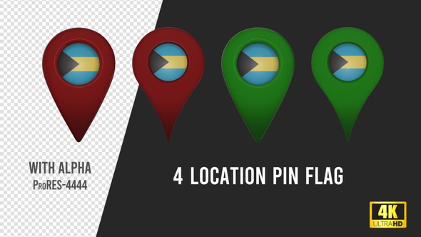 Bahamas Flag Location Pins Red And Green alt