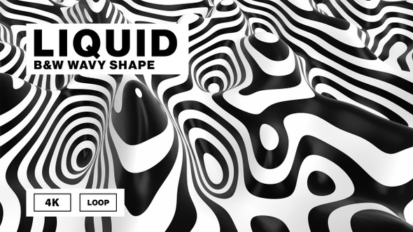 Abstract black and white striped liquid shape 