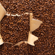 Coffee beans in torn cardboard paper. Coffee bean backround - PhotoDune Item for Sale