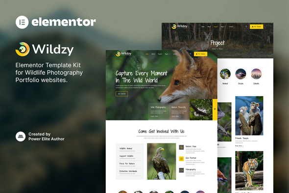 Wildzy – Wildlife Photography Elementor Template Kit