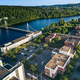Aerial view of Campus area with Ylistö bridge over river to in Jyväskylä, Finland. - PhotoDune Item for Sale