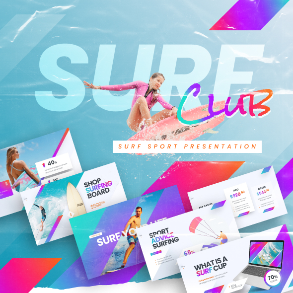 Surf Club Creative Surfing PowerPoint Template
