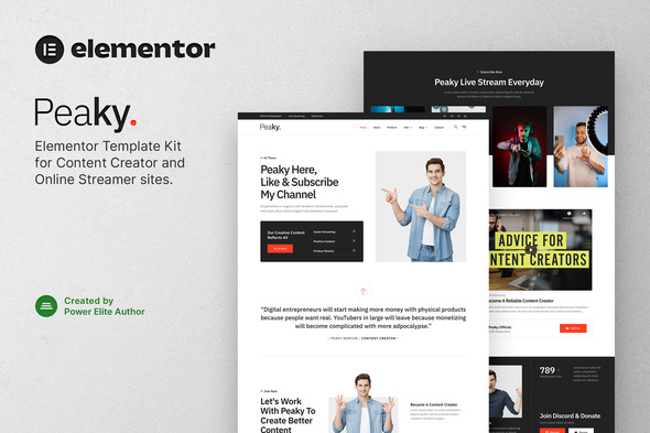 Peaky – Content Creator & Online Streamer Elementor Template Kit