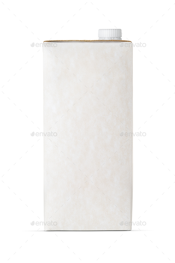 Front view of blank milk or Juice carton box isolated on white.
