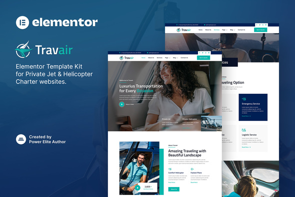Travair - Private Jet & Helicopter Charter Elementor Template Kit