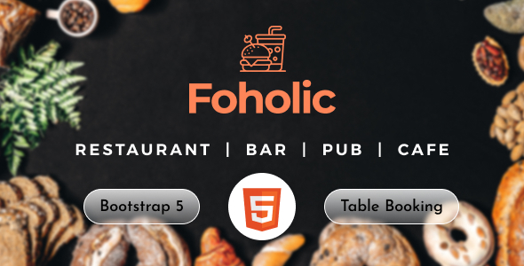 Exceptional Foholic - One Page Restaurant HTML Template