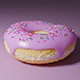 Realistic big glazed donut 3d model with pink glaze and sweet