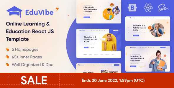 Extraordinary EduVibe - Online Learning React Education Template