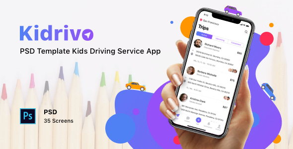 Kidrivo - PSD Template Kids Driving Service App