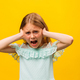 Child anger. portrait of furious little girl kid screaming looking at camera - PhotoDune Item for Sale