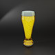 Realistic 3d model glass of classic cold lager beer with foam