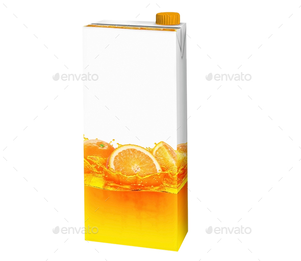 Orange juice carton box isolated