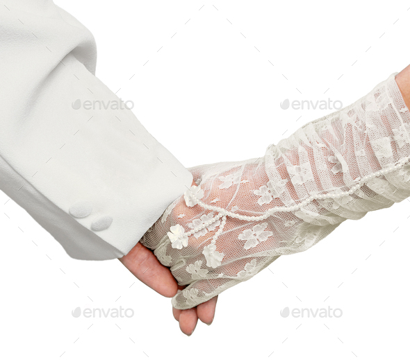 Happy couple holding hands closeup - Stock Photo - Images